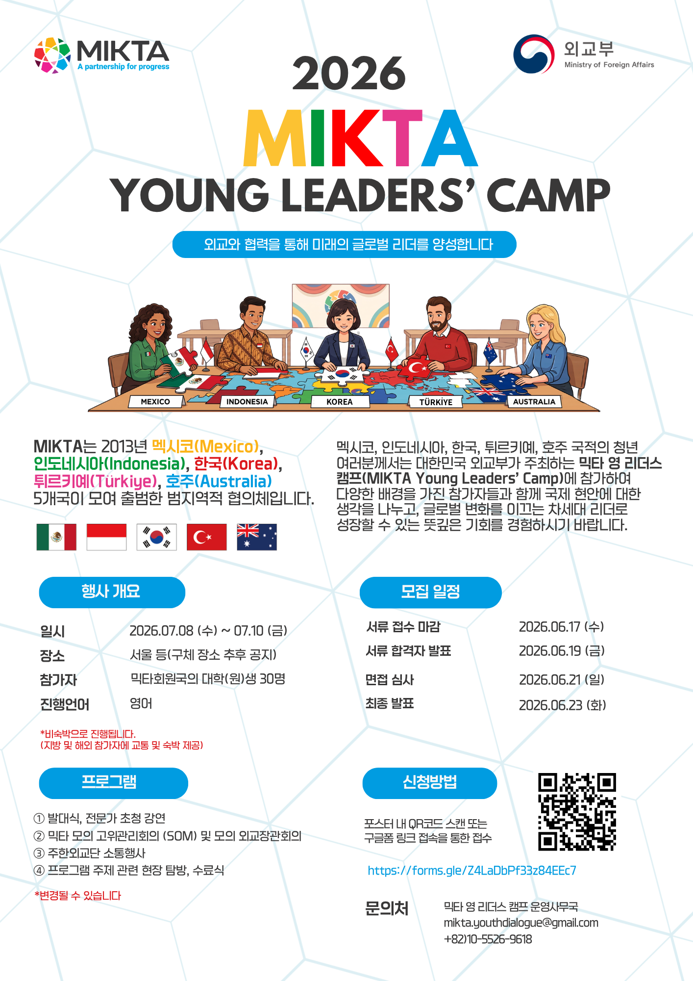 2026년 믹타 영 리더스 캠프 MIKTA Young Leaders’ Camp 포스터